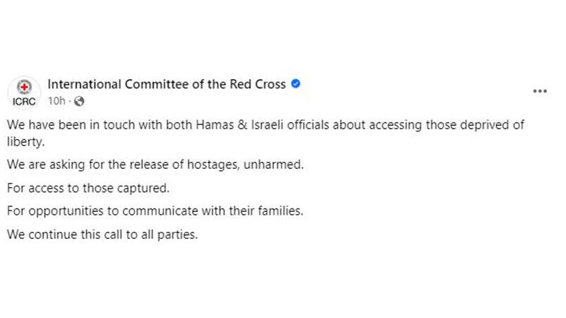 Uluslararası Kızılhaç Komitesi: Hamas ve İsrail ile rehineler için görüşme halindeyiz