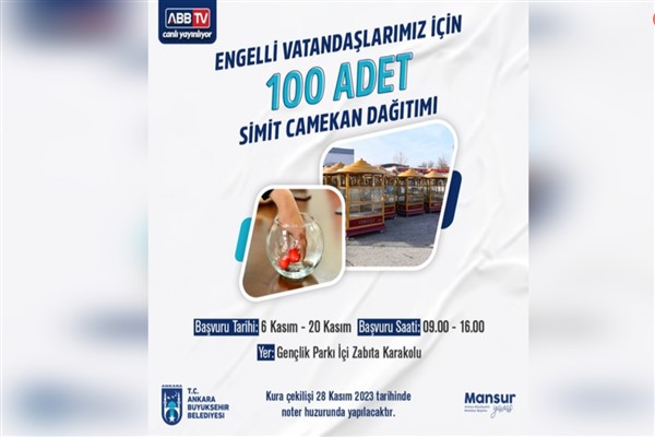 ABB, engelli vatandaşlar için 100 simit camekanı dağıtacak