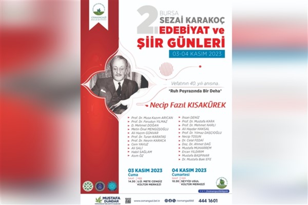 Necip Fazıl Kısakürek Osmangazi’de anılacak