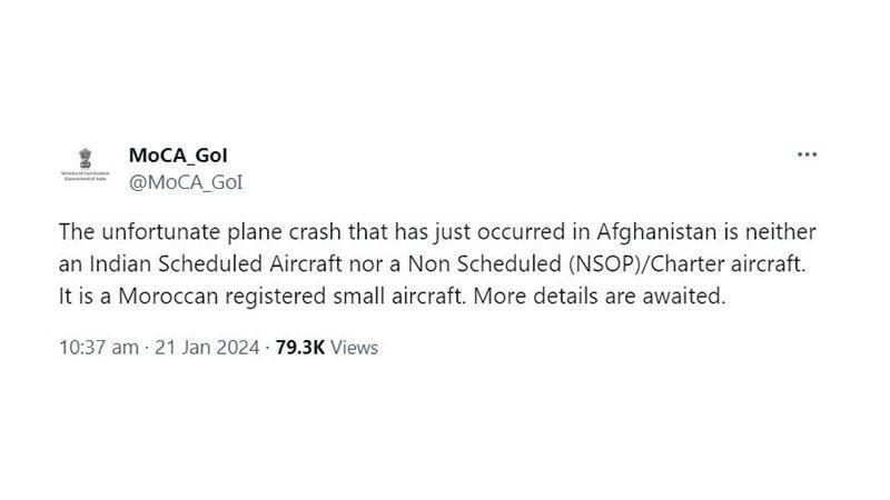 Hindistan Sivil Havacılık Bakanlığı: Düşen uçak Hindistan tarifeli uçağı değil