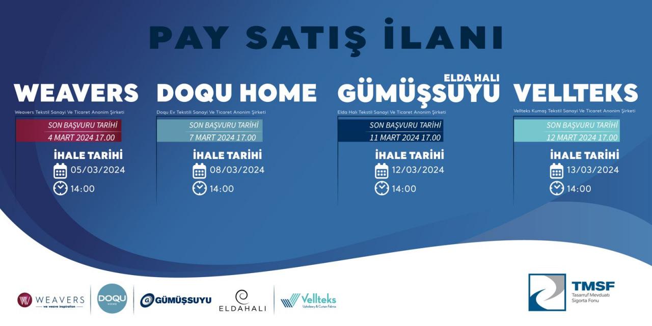 Doqu Home, Gümüşsuyu Halı ve Vellteks ihaleyle yatırımcılarını bekliyor