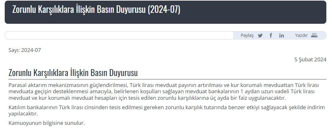 TCMB, Türk lirası zorunlu karşılıklara faiz uygulayacak