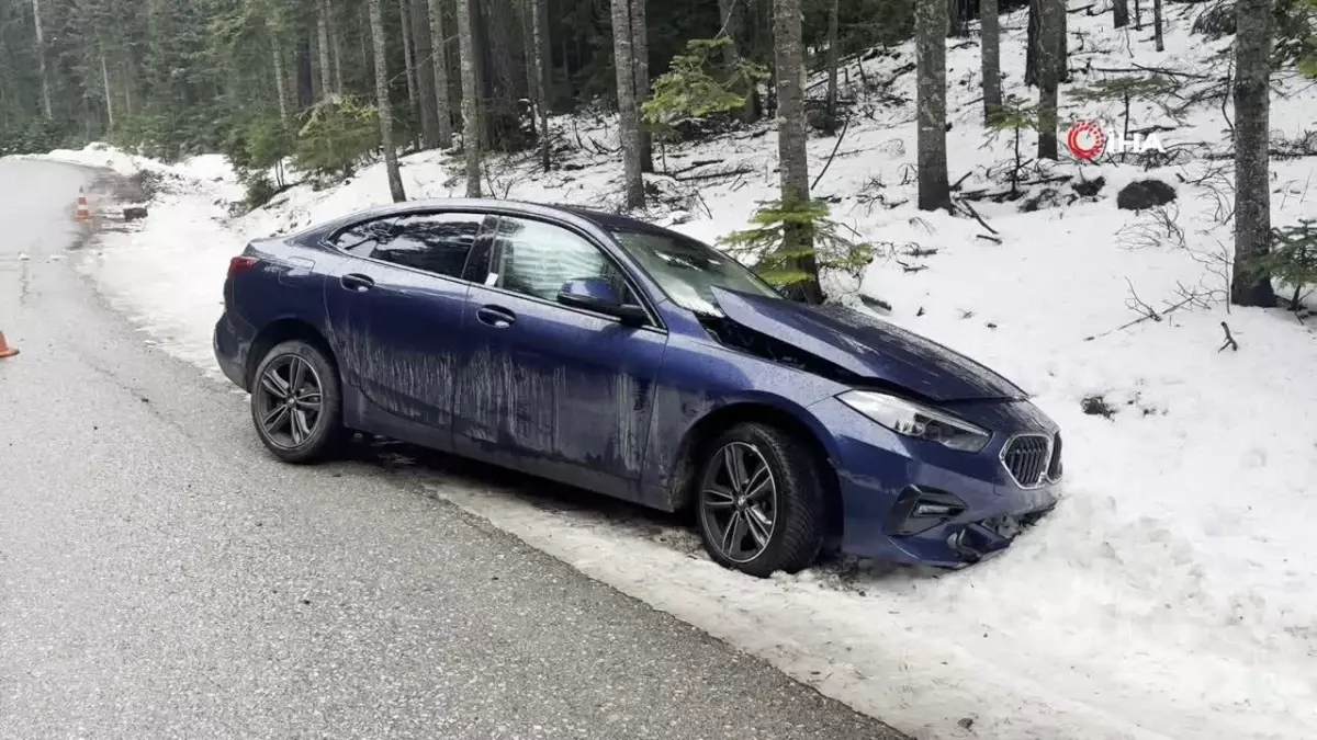 Lüks Otomobil Kontrolden Çıktı, Karlı Alana Saplandı