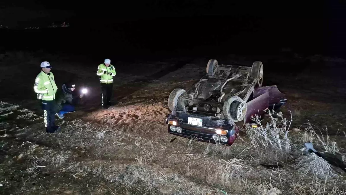 Karaman’da Tofaş Otomobil Takla Attı, Sürücü Yaralı