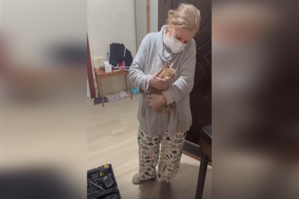 Kayseri’de baca boşluğuna sıkışan kedi kurtarıldı