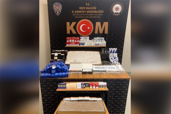 Rize’de kaçak içki ve sigara operasyonu