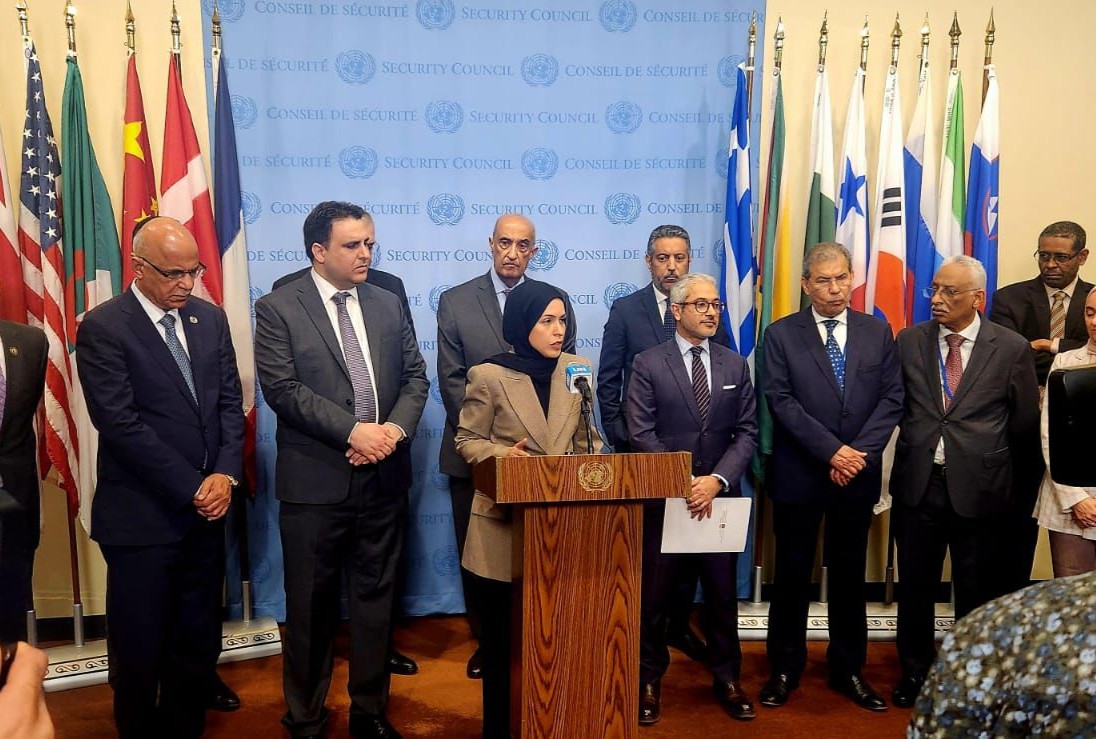 Al Sani, BM’de Arap Grubu tarafından düzenlenen basın açıklamasına katıldı