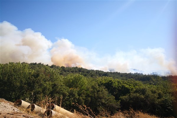Urla’da çıkan yangına müdahale sürüyor