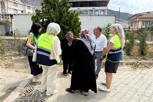 Bursa Büyükşehir Belediyesi, yangın bölgesinde tespit çalışmasını sürdürüyor