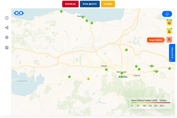 Bursa Büyükşehir Belediyesi’nden yangın noktalarını anlık gösteren sistem