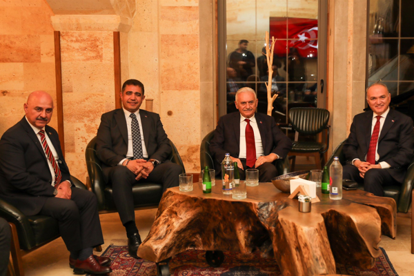 Başkan Özlü; Yıldırım, Yılmaz, Arslan ve beraberindeki heyeti ağırladı