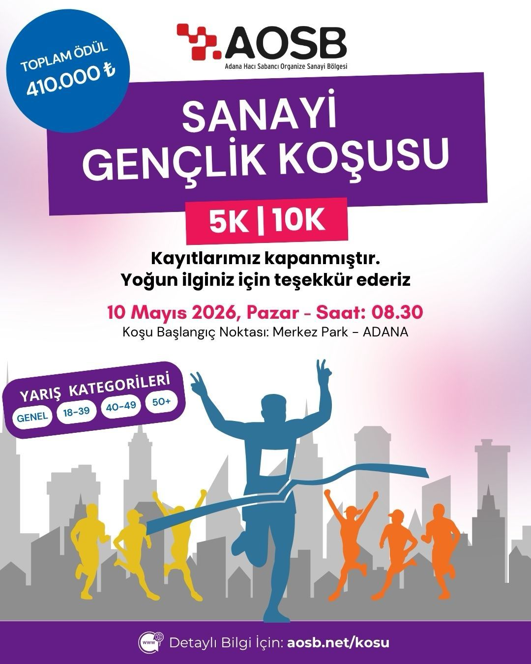 AOSB Sanayi Gençlik Koşusu 10 Mayıs’ta Adana’da Nefesleri Kesecek